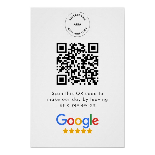 Póster Avaliações do Google | Código QR do link de revisã (Frente)