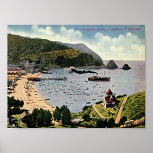 Póster Avalon, Papais noeis Catalina, Califórnia Vintage