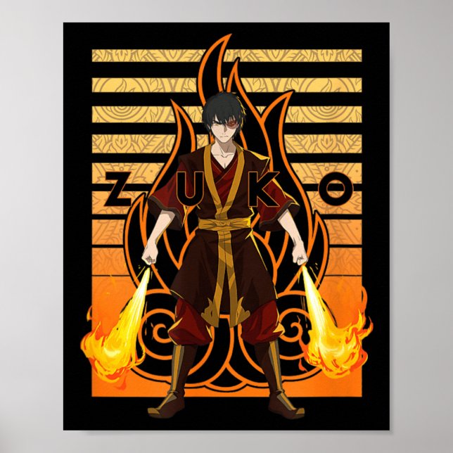 Poster Avatar O Último Mestre do Ar Zuko com Chamas Gráfi (Frente)
