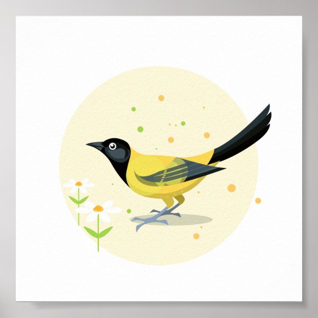 Poster Ave Ilustrada em Primavera (Frente)