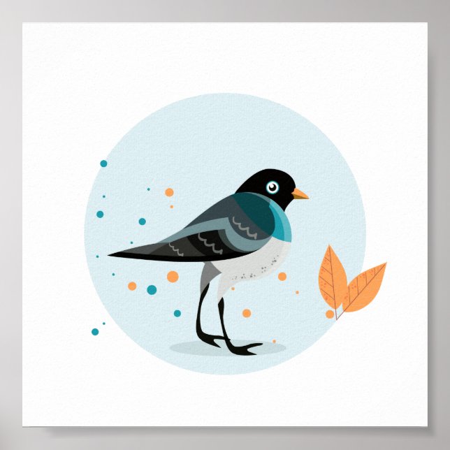 Poster Ave Ilustrada no outono (Frente)