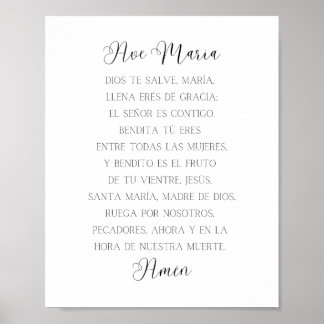 Poster Ave Maria Prayer Espanhola