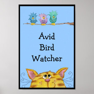 Poster Ave Watcher-Cat Vigia Aves Acima