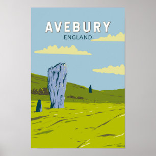 Poster Avebury Inglaterra Viagem Arte Vintage