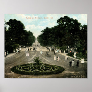 Póster Avenida central., ilha do Belle, vintage de