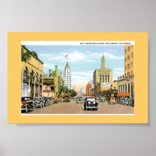 Poster Avenida de Hollywood. Cartão do vintage