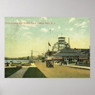 Póster Avenida do lago, parque de Asbury, vintage 1909 de