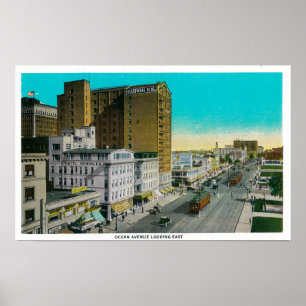 Póster Avenida do oceano que olha do leste, Long Beach
