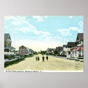 Póster Avenida do parque do oceano, praia de Bradley,