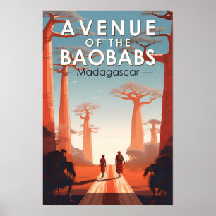 Poster Avenida dos Baobás Madagascar Art Vintage