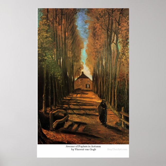Póster Avenida dos Poplars, no outono, por Vincent van Go (Frente)
