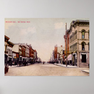 Poster Avenida grande de Michigan Michigan dos Rapids