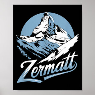 Poster aventura de esqui de inverno zermatt montanha esqu