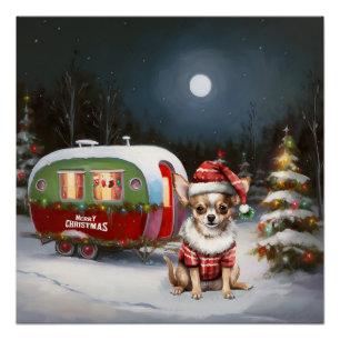 Póster Aventura de Natal da Caravana do Chihuahua de Inve
