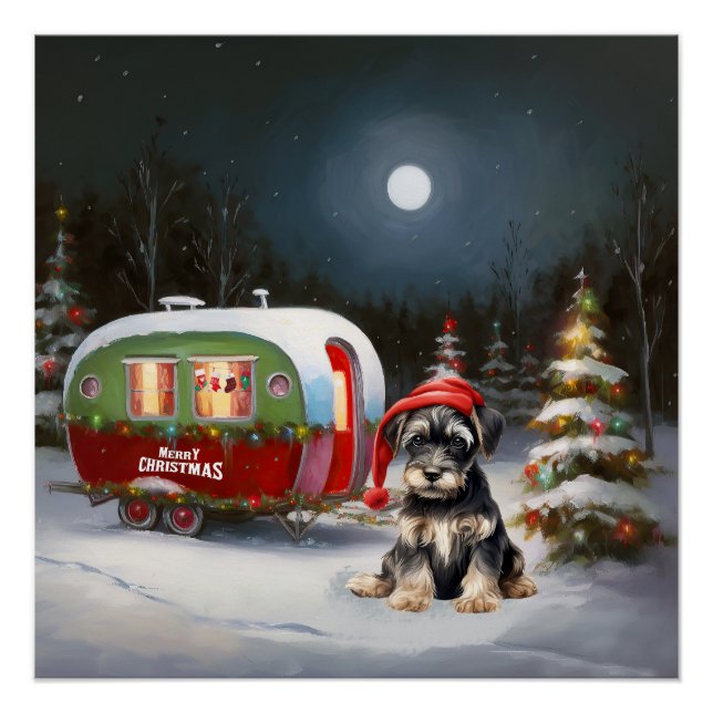 Póster Aventura de Natal da Caravana do Schnauzer de Inve (Frente)