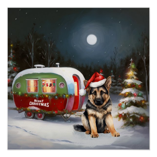 Póster Aventura de Natal do Caravan, German shepherd de i (Frente)