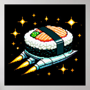 Poster Aventura de Sushi Espacial de 8 Bits - Arte Cósmic