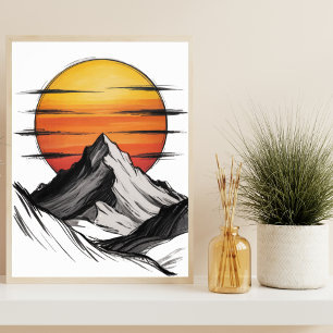Poster Aventura de Viagem Montanha Nuvem Paisagem