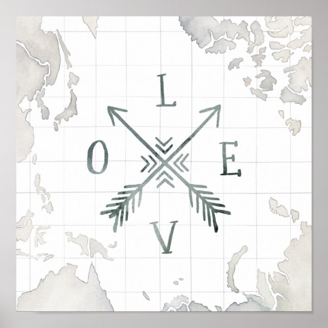 Póster Aventura de Wanderlust de Aquarela III | Amor (Frente)