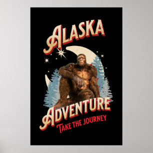 Poster Aventura do Pé Grande do Alasca Arte Retro da Natu