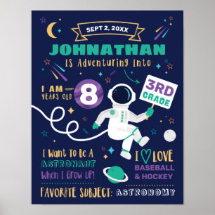 Poster Aventura Espacial Astronauta No Primeiro Dia Da Es