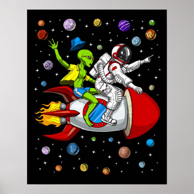 Poster Aventura Espacial do Astronauta alienígena (Frente)