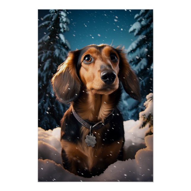 Póster Aventura Snowy de Dachshund (Frente)