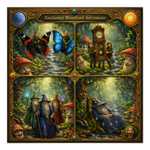 Póster Aventuras encantadas na floresta épica quatro pain