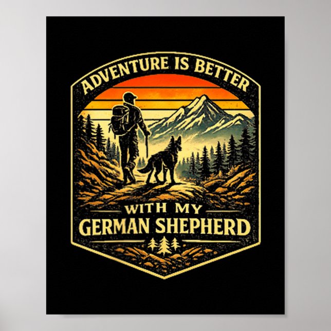 Poster Aventure melhor com cão de caminhada pastor alemão (Frente)