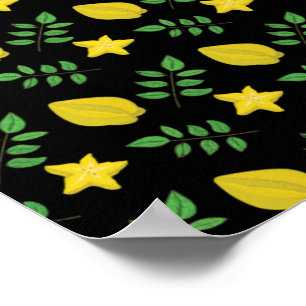 Poster Averrhoa Carambola Fruta Estrela Árvore Fruta Exót