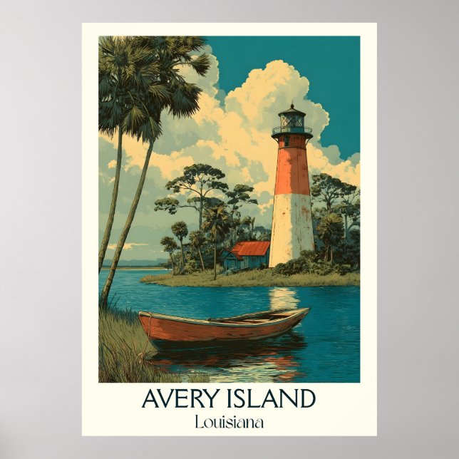 Poster Avery Island Louisiana Farol de inverno Marsh (Frente)
