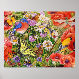 Póster Aves, Borboletas e Abelhas