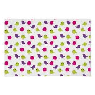 Póster Aves brancas e coloridas