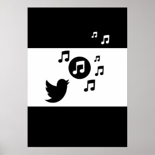 Póster Aves canoras à moda preto e branco