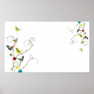 Poster Aves de Verão Whimsical Nadam Vinhas Naturais Mode