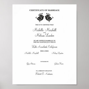 Poster Aves do sexo feminino Casais em preto