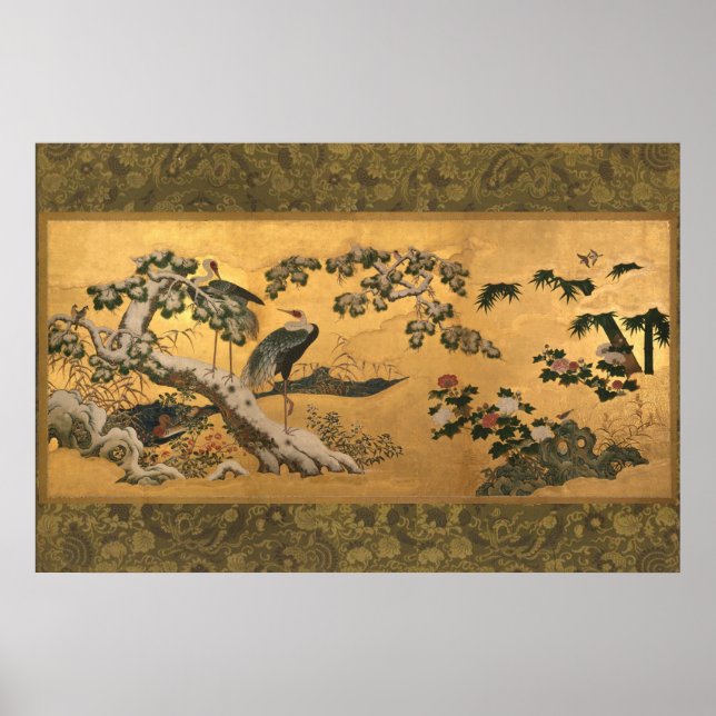 Poster Aves e Flores das Quatro Estações (Frente)