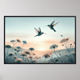 Poster Aves e flores selvagens com quadro opcional