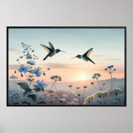Poster Aves e flores selvagens com quadro opcional