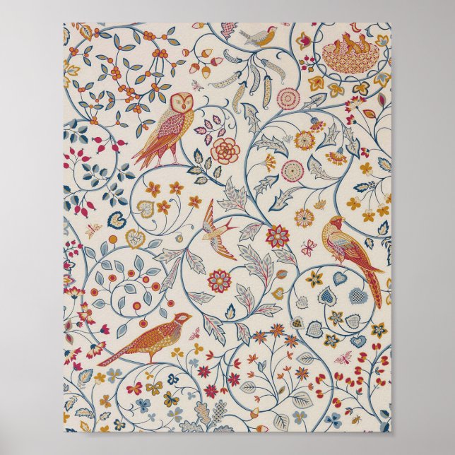 Poster Aves e Flores, William Morris (Frente)