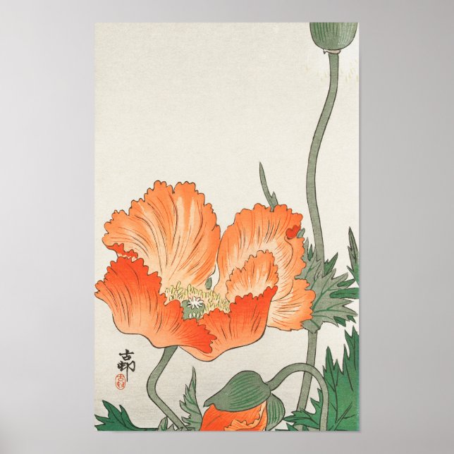 Poster Aves e Plantas por Ohara Koson (1900-1936) (Frente)