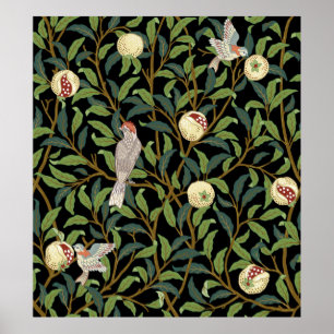 Poster Aves em folhagem com aves e mar fruta