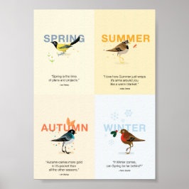 Poster aves sazonais ilustradas com aspas