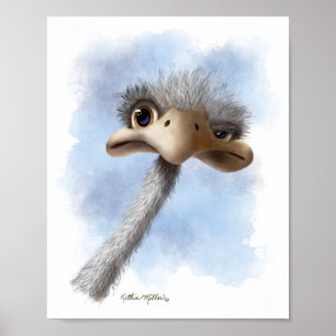 Poster Avestruz Engraçada Caricatura