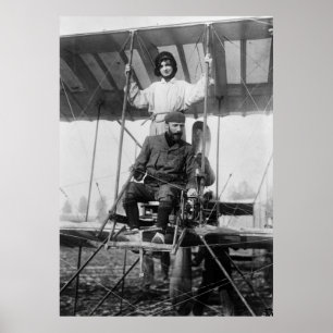 Poster Aviador Henri Farman e Esposa, início dos anos 190