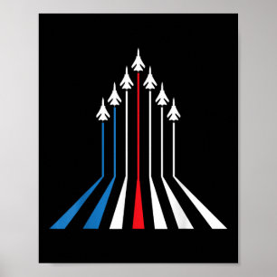 Poster Avião a Jato de Combate Bandeira dos EUA 4 de Julh