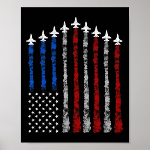 Poster Avião a Jato de Combate Bandeira dos EUA 4 de Julh