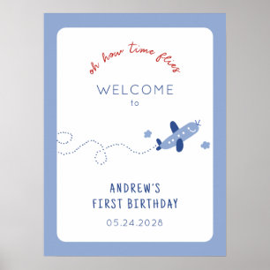 Poster Avião Adorável Como O Tempo Voa Festa de aniversár