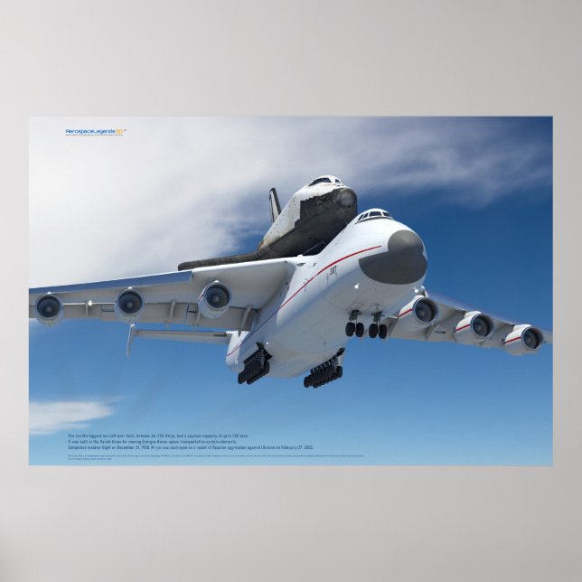 Poster Avião An-225 Mriya com Ônibus Espacial Buran (Frente)