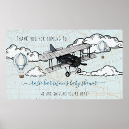 Poster Avião Antigo | Bem-vindo ao Chá de Bebê Viagem